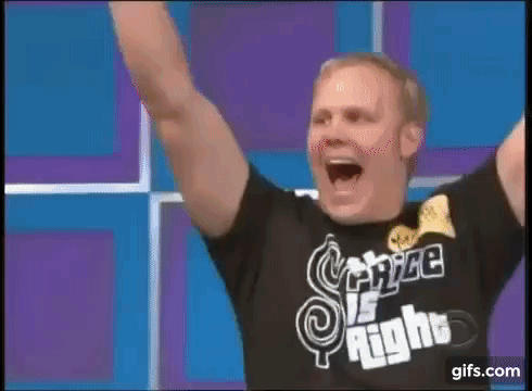 Matt celebrating on The Price Is Right